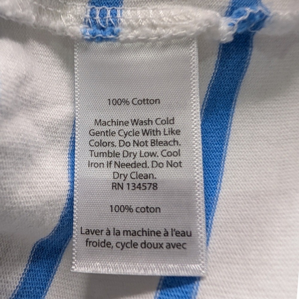 Vineyard Vines Women's Striped Dress Eyelet Lace Trim Blue White 100% Cotton XS - Picture 7 of 8